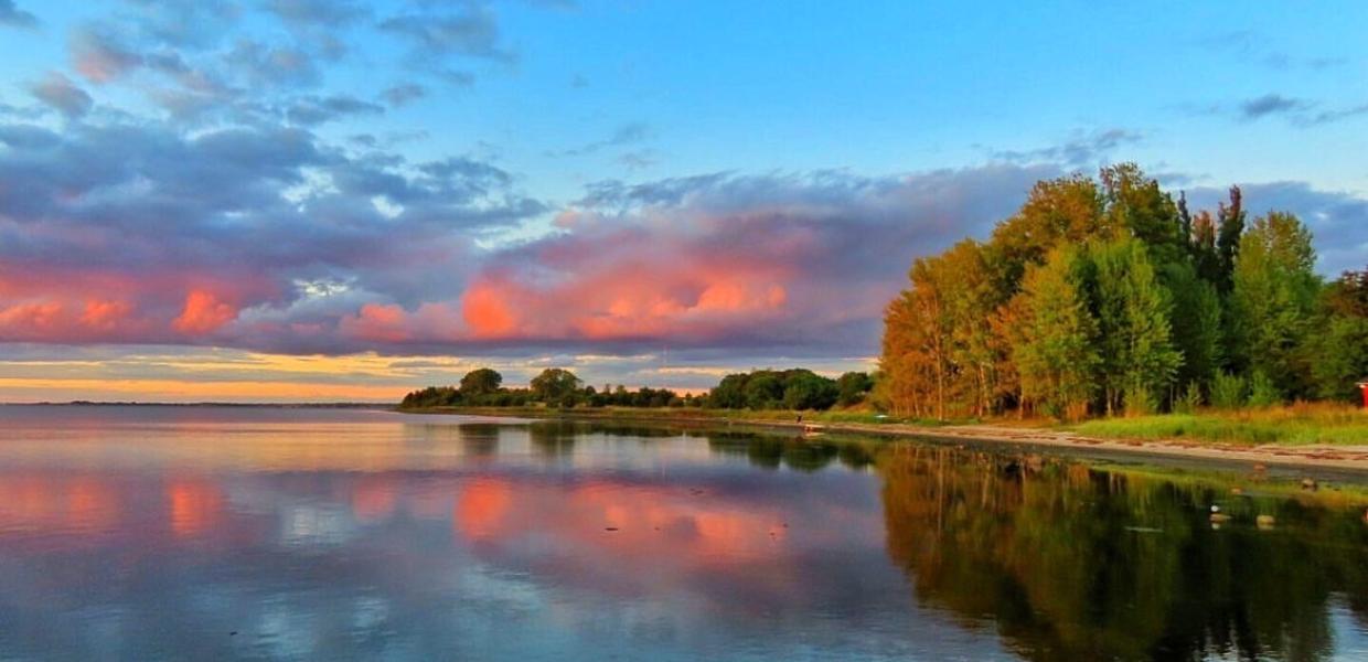 Roskilde Fjord lyserød himmel